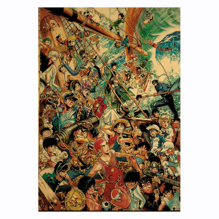 [C067] Japanese cartoon character collection Kraft paper vintage poster cafe bar decorative painting