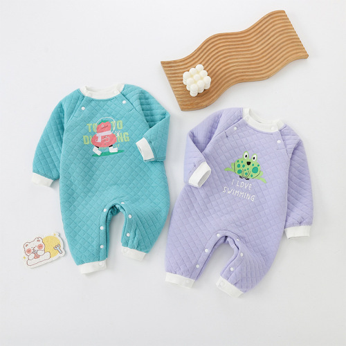 Baby jumpsuit, pure cotton long-sleeved pajamas, newborn clothes, autumn and winter baby clothes, newborn baby boy's sleeping clothes