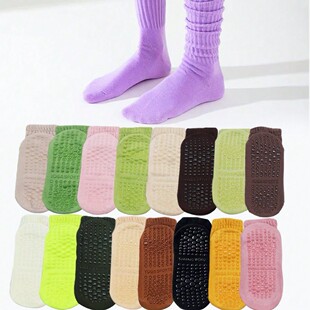 Cross-Border Yoga Socks for Women Fitness Solid Color Sports Calf Socks Dotted Anti-Slip Socks Indoor Pilates Socks