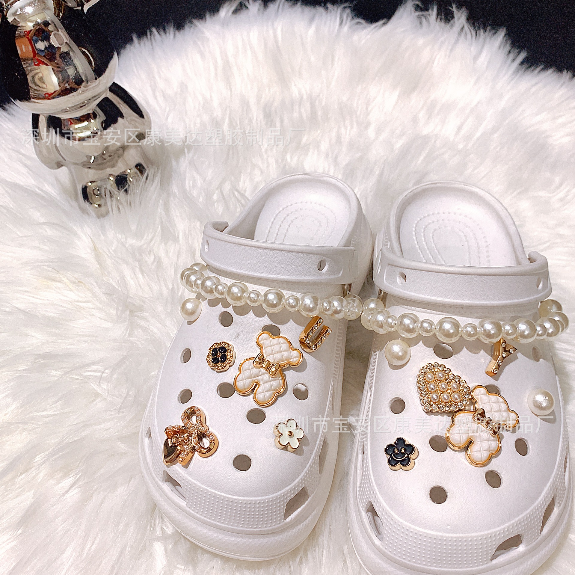 K83-Double 화이트 베어 사이즈 펄 체인 (신발 제외)