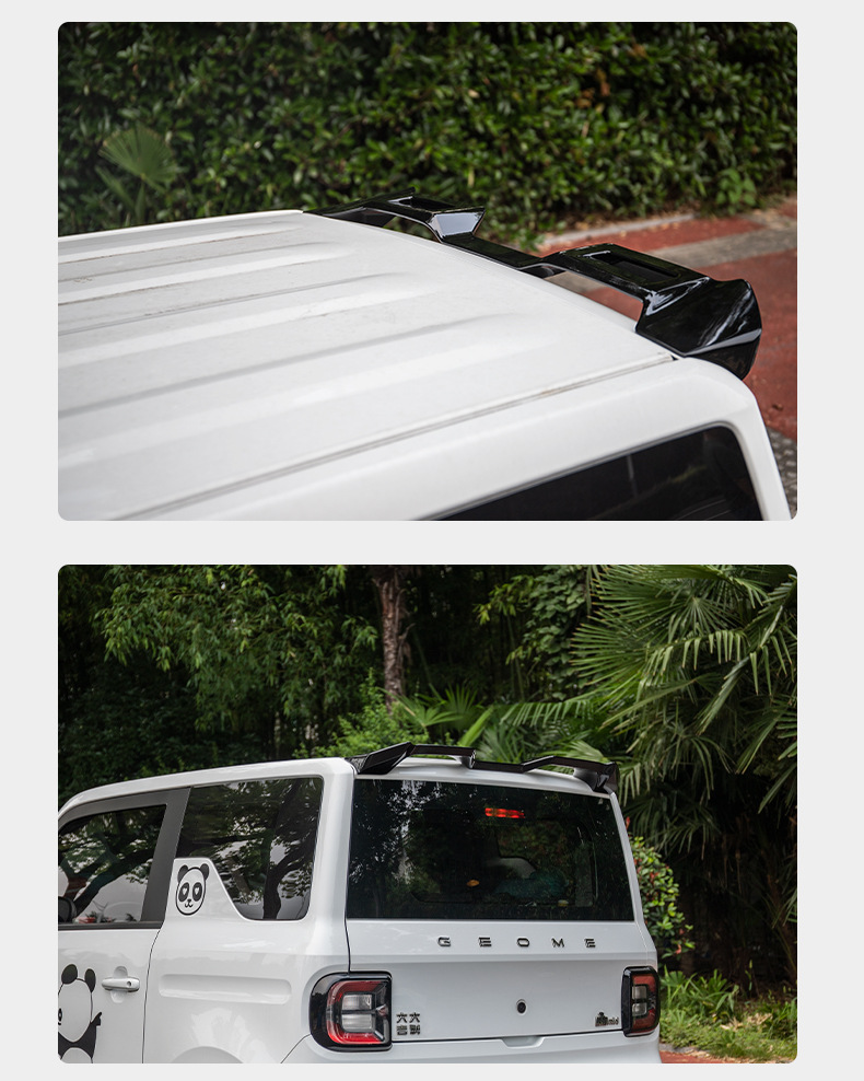 Suitable for Geely Panda mini rear spoiler modification, top wing, fixed wind wing, non-destructive installation, hollowed-out rear spoiler