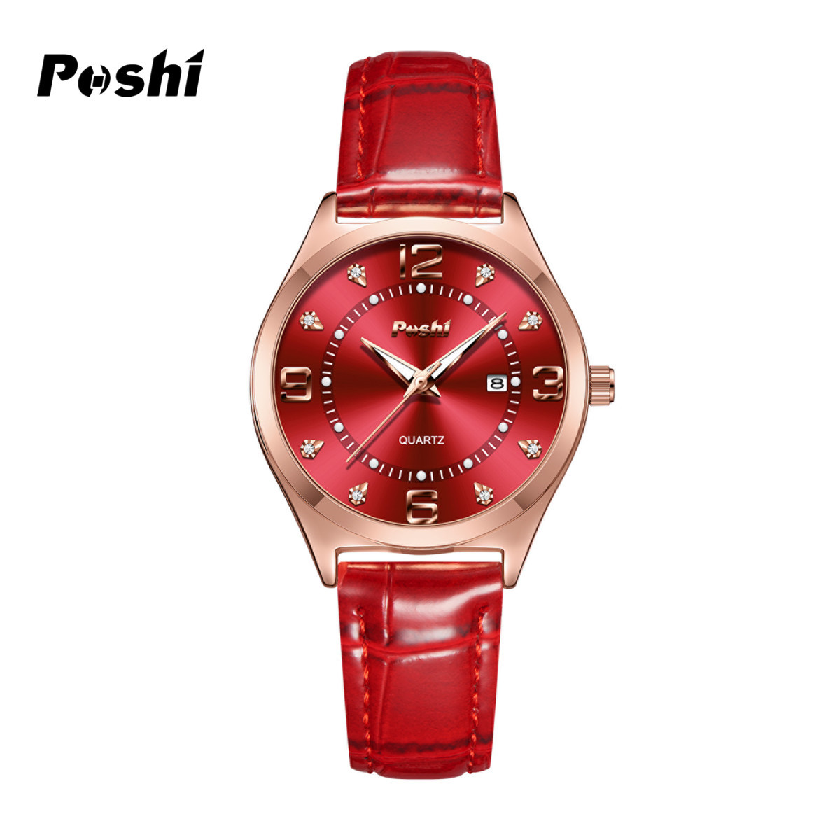 POSHI nuevo reloj para mujer, reloj con correa de acero, reloj impermeable para mujer, reloj de cuarzo de calendario, reloj para mujer