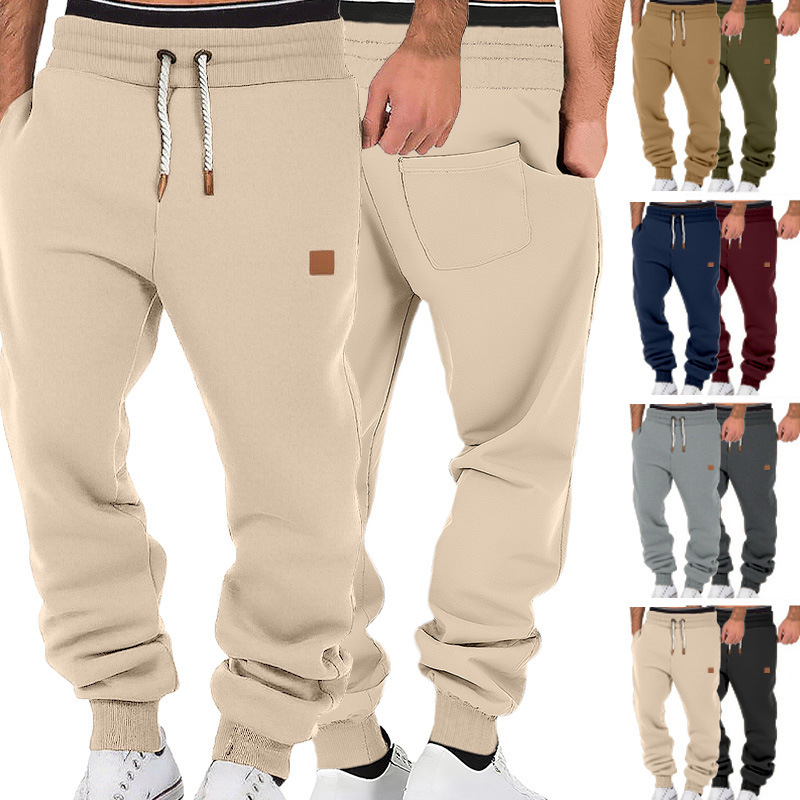 Cross-Border Ebay Amazon Men's Pants Spring and Autumn Solid Color Trendy Sports Casual Sweatpants European and American Loose Jogger Slouch Pants
