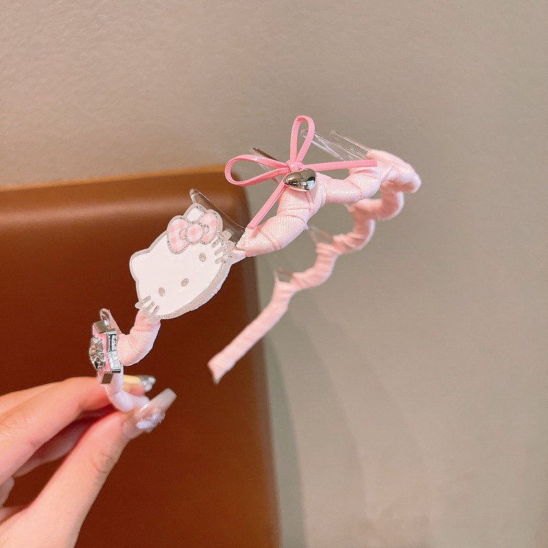 儿童卡通kt猫蝴蝶结发箍女孩带齿防滑高颅顶头箍女童波浪可爱头饰|undefined