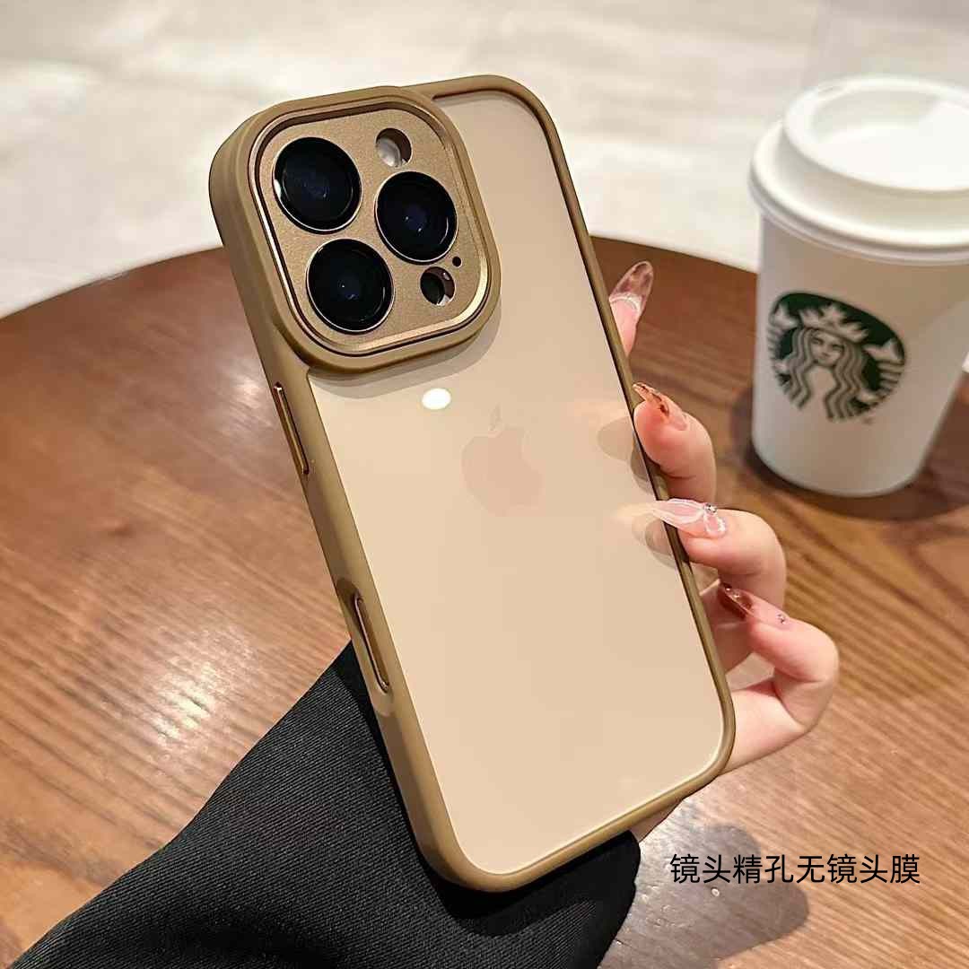Funda para teléfono móvil iPhone16 Golden Shield Película para lente todo incluido Apple 14 Funda protectora transparente a prueba de caídas 13ProMax