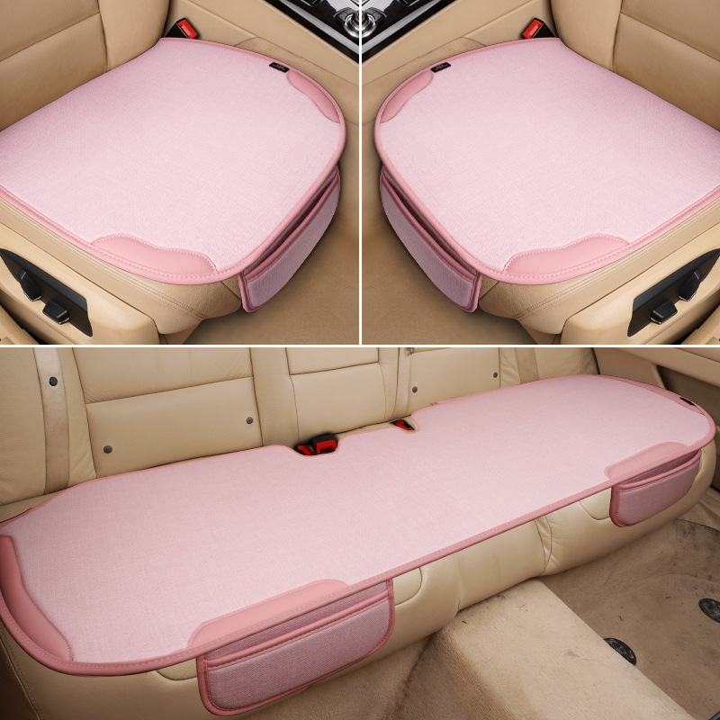カーシートクッション オールシーズン対応 シングルシートクッション シングルバットクッション 車後部座席 3点セット リネン|undefined