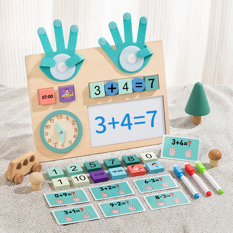 Instrucciones digitales Montessori para niños, aprendizaje de jardín de infantes, suma y resta, dedos, matemáticas, rompecabezas cognitivo, juguetes aritméticos