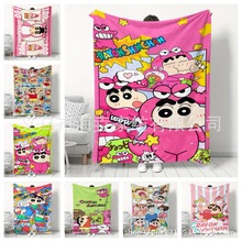 跨境爆款卡通动漫蜡笔小新法兰绒毛毯高清数码印花午睡毯空调毯