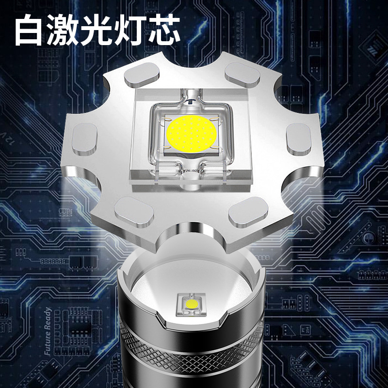 Generación Pantalla Digital linterna de carga rápida de aleación de aluminio tiro largo linterna láser blanco batería desmontable linterna al aire libre