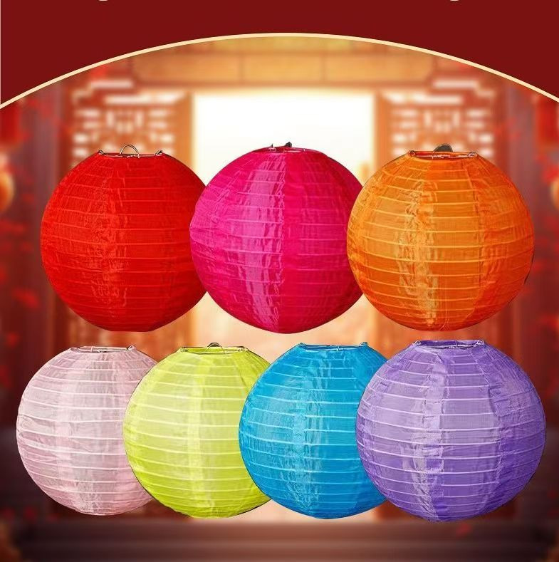 Linterna de seda de color al aire libre a prueba de agua lluvia y protección solar Linterna de decoración del Festival del Medio Otoño Linterna de protección solar plegable al por mayor