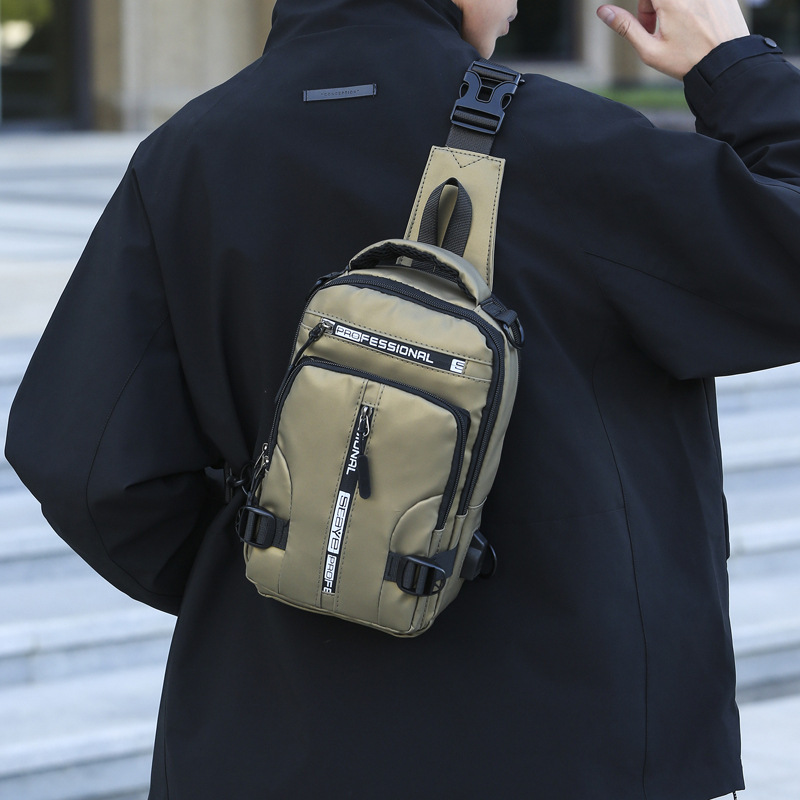 Simple ocio nuevo tipo de bolso de pecho multifuncional de hombre, moda versátil, mochila de hombro, mochila de tela espacial impermeable