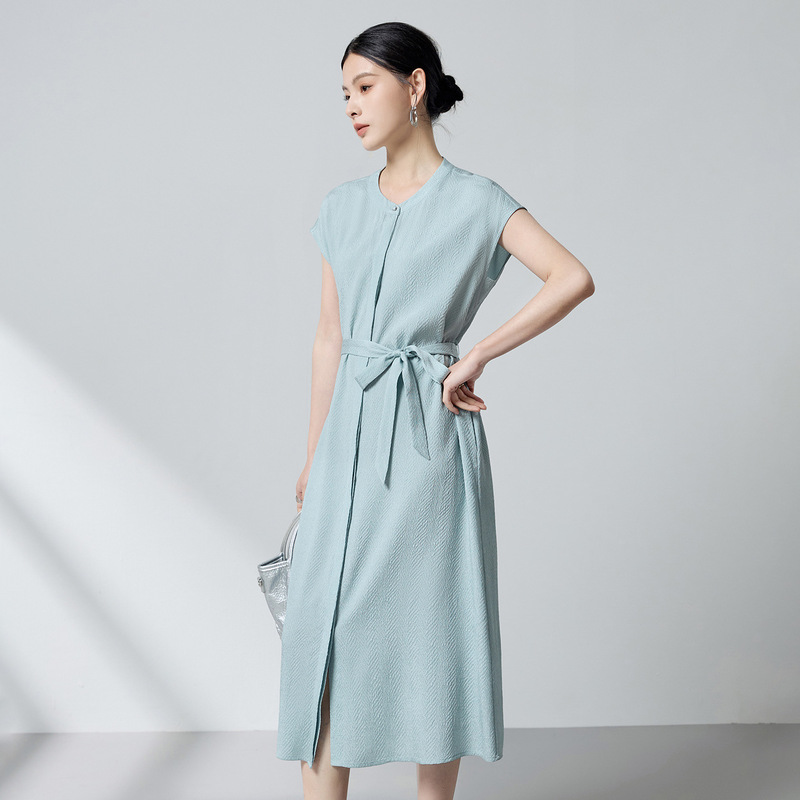 Ink Painting Style [100% Mulberry Silk] Niche High-End Minimalist Dress with Textured Crepe Feel and Elegant Vibe 2129