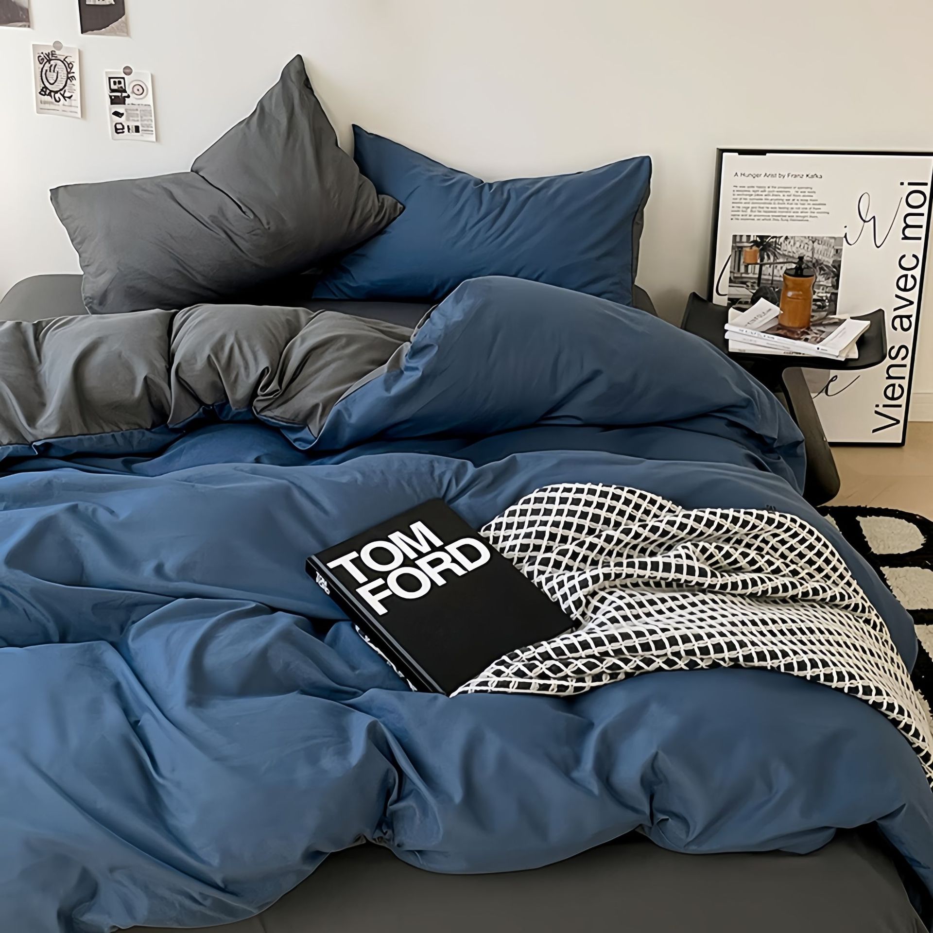 Cama de cuatro piezas A clase madre y bebé dormir desnudos ropa de cama de algodón lavado con agua cubierta cama dormitorio cama de tres piezas