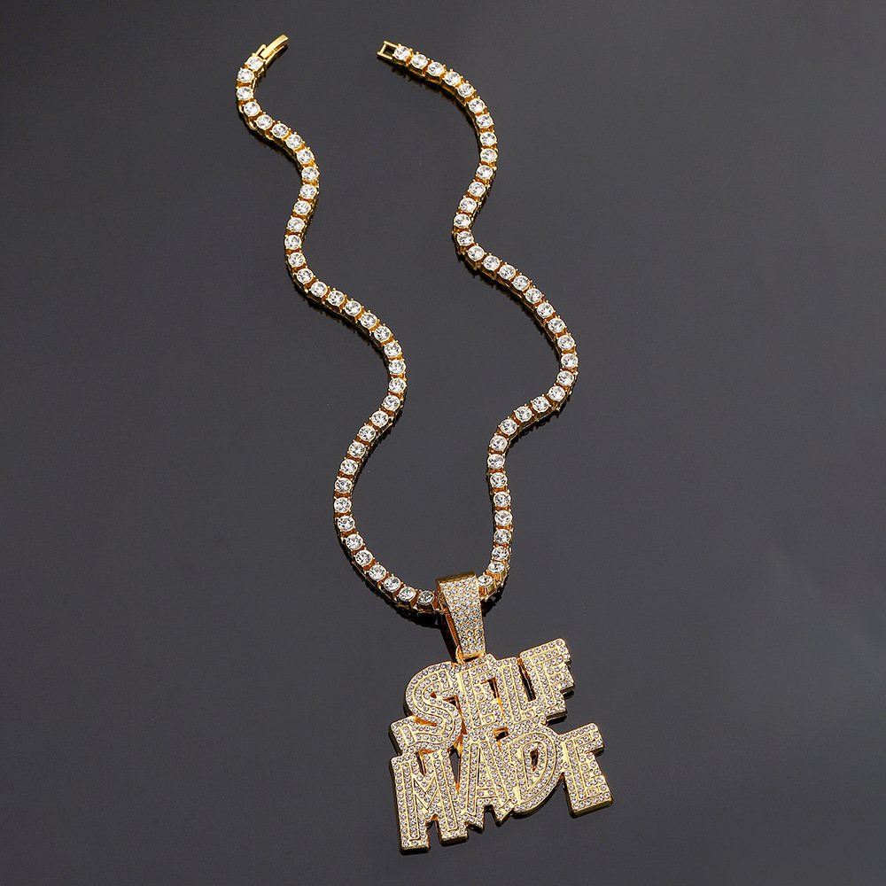 Hip-hop SELFPAID doble colgante de letras personalidad creativa moda masculina collar de hip-hop personalizado fabricante transfronterizo