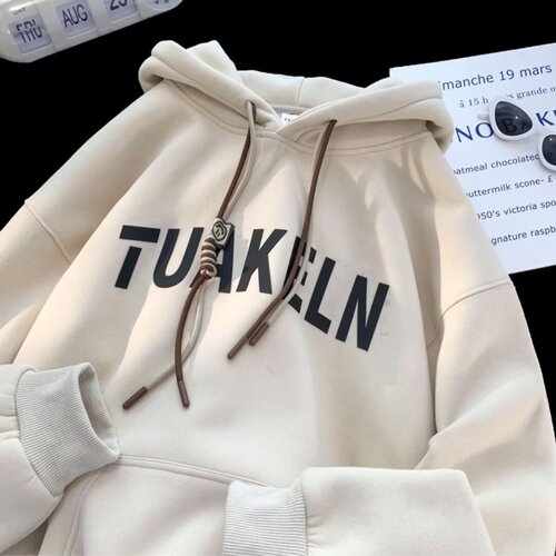 Men's Youth Spring and Autumn/Winter Hooded Sweatshirt American Style Thick Fleece Outerwear for Middle and High School Students Stylish Streetwear Brand