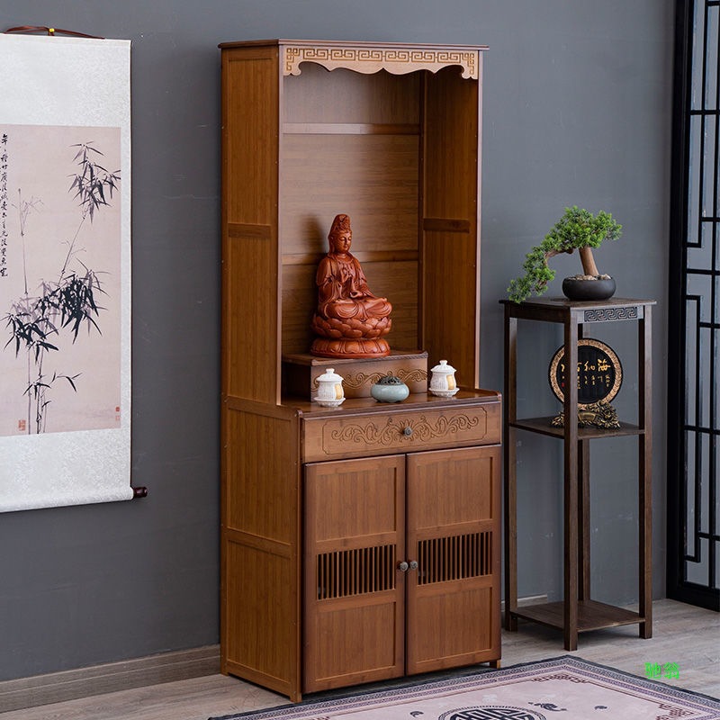 Buddhist Altar Guanyin Cabinet for Home Use, Economical Shrine Offering Table, Guanyin and God of Wealth Offering Platform, Elevated Simple Buddhist Altar Cabinet