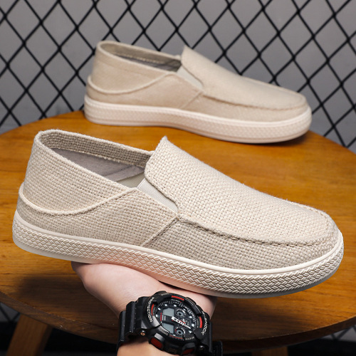 Low-top casual summer comfort slip-on shoes for men, mesh surface, breathable, Old Beijing style cloth shoes for men
