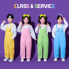 儿童啦啦队舞蹈演出服多巴胺背带裤可爱风小学生运动会表演班服装