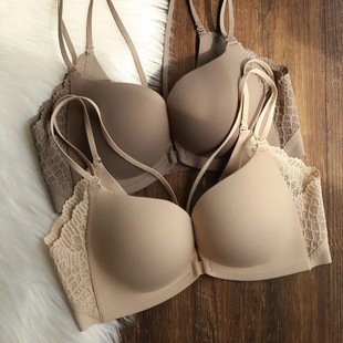 Japanese Beautiful Back Front Button Bra Set Without Rims Bra for Women with Small Breasts to Look Bigger and Thickeneded Flat Chest Push-Up Seamless Intimates