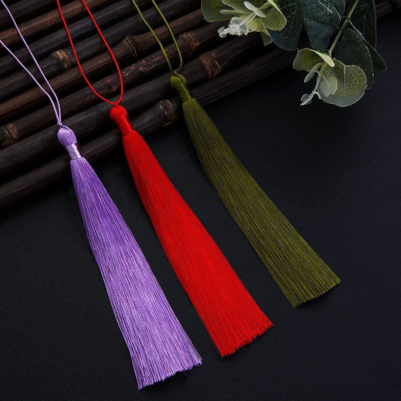 15cm Thin Silk Tubeless Tassel Fan Hanfu Ice Silk Hanging Tassel Lantern Decoration Indoor Pendant Wholesale