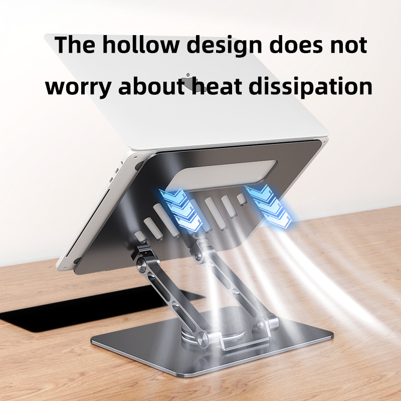 Soporte ajustable de aluminio del ordenador portátil con la base giratoria 360