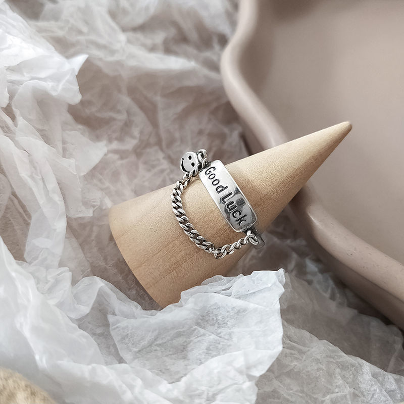Retro brand small design adjustable ring