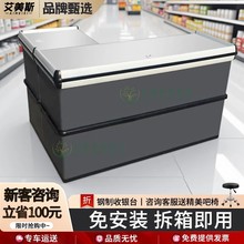 母婴文具店生活用品店收银台灰白色可选金属不锈钢台面便利店吧台