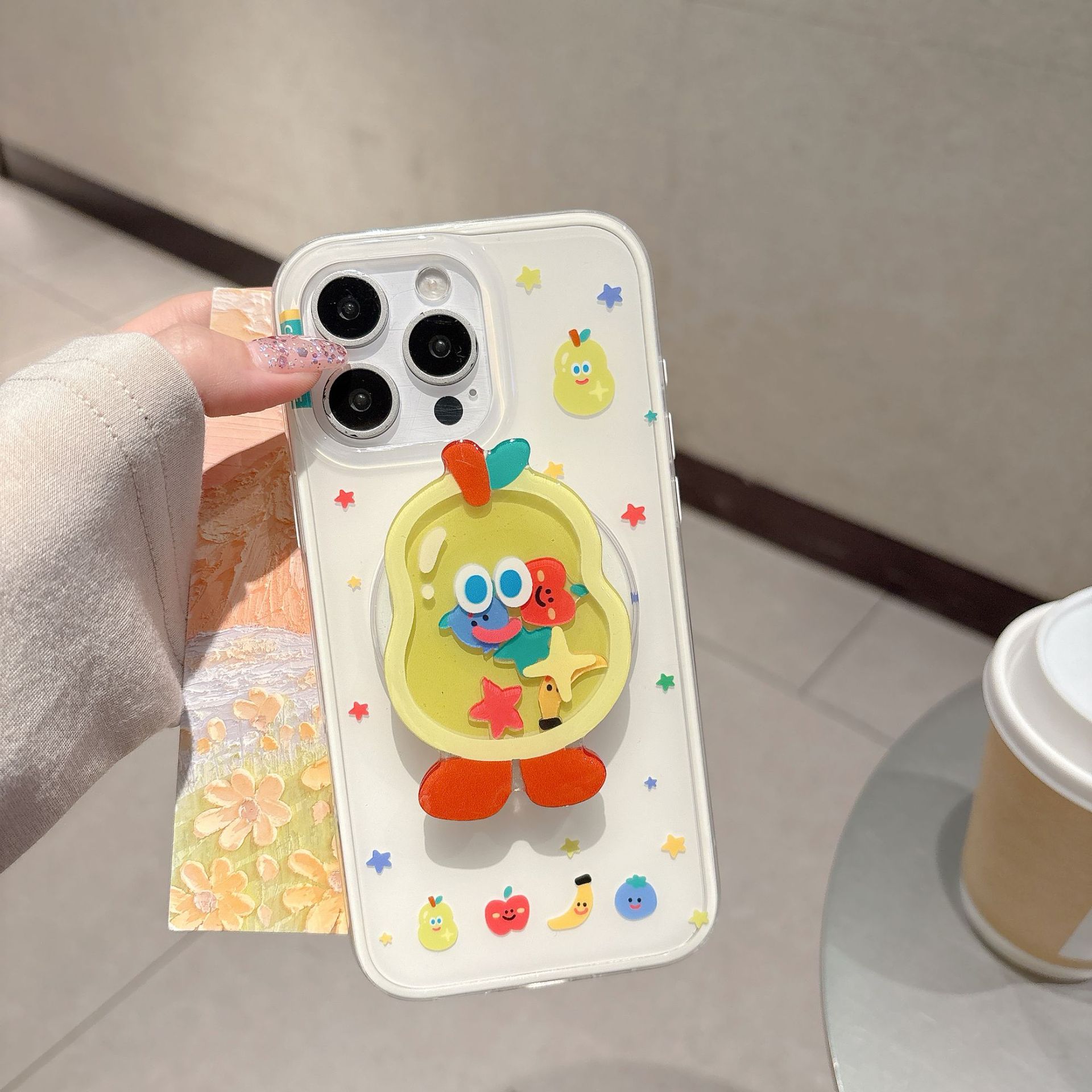 Divertida dopamina de verano de dibujos animados para Apple 15/16 funda para teléfono móvil 15Pro simple 16PM pareja 14/13