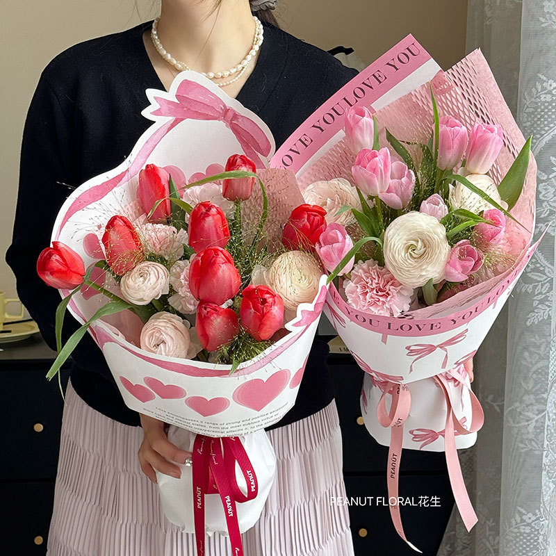 Huaxi dulce estilo de papel kraft día de San Valentín creativo amor estereoscópio florista materiales de arte floral DIY