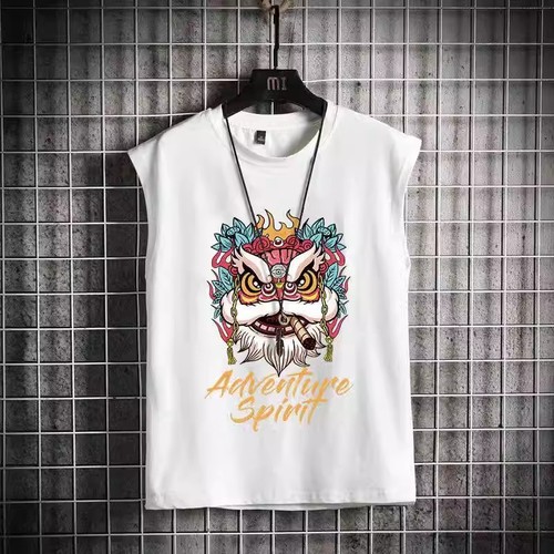 Summer Men's Casual Sports Tank Top Loose Trendy Sleeveless T-Shirt Basketball Jacket Base Top for Men