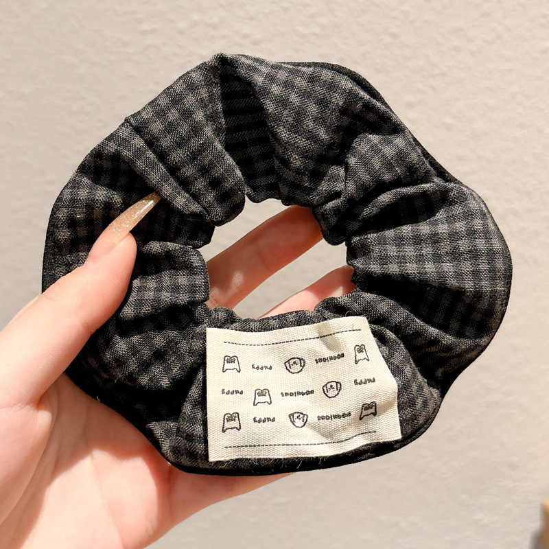 Colegio gris de viento cuadriculado anillo de cabello intestino grueso estudiantes de cabello simple cuerda de cabello universal cuerda de cabello de niña