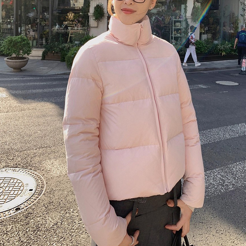 冬日甜心白鸭绒粉色羽绒服女2025冬季小个子面包服外套加厚保暖|undefined