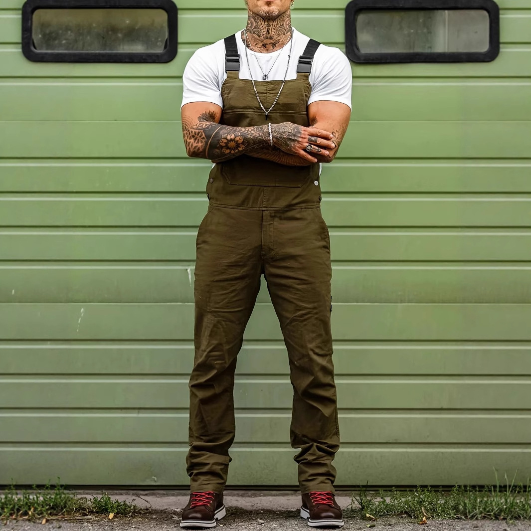 [in stock] Foreign trade new European and American men's overalls pants Amazon men's slim solid color suspenders