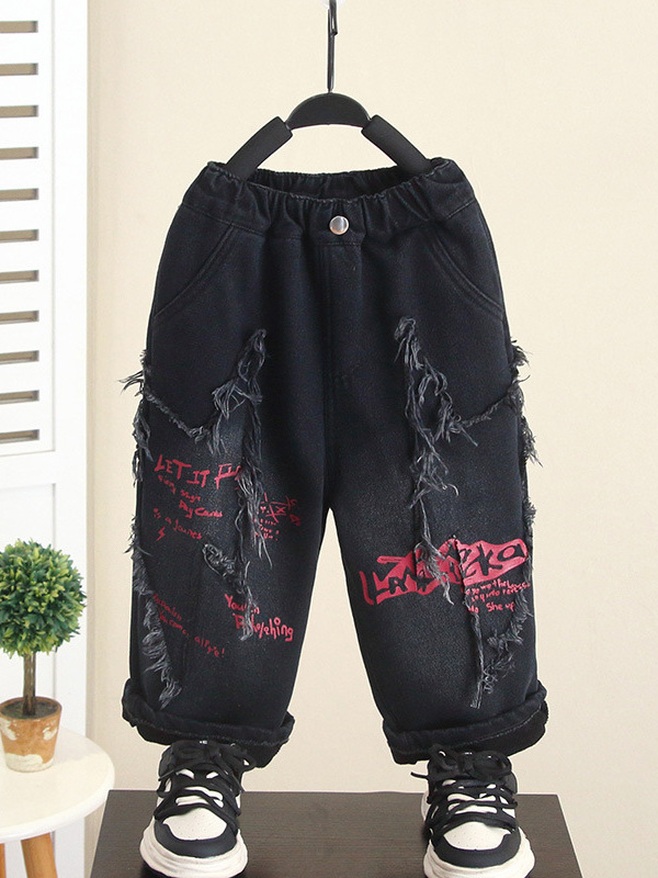 6974 pantalones para niños jeans para niños de invierno más engrosamiento de terciopelo 2025 nuevos pantalones rectos de terciopelo para niños y bebés