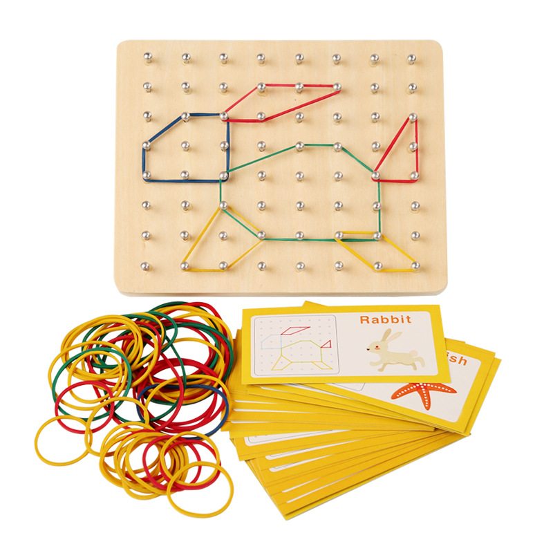 De madera de los niños educación temprana montessori forma geométrica creativa tablero de uñas material didáctico kindergarten bebé juguetes educativos