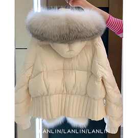 白色羽绒棉服女冬季2025新爆款加绒加厚宽松百搭短款皮草毛毛外套