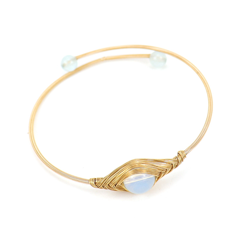 Fashion Geometric natural stone Copper Plating Bangle 1 Piece