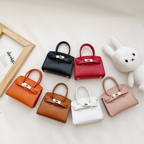 Children's handbag internet celebrity fashion mini girls decorative PU coin purse Korean style foreign style simple solid color crossbody bag