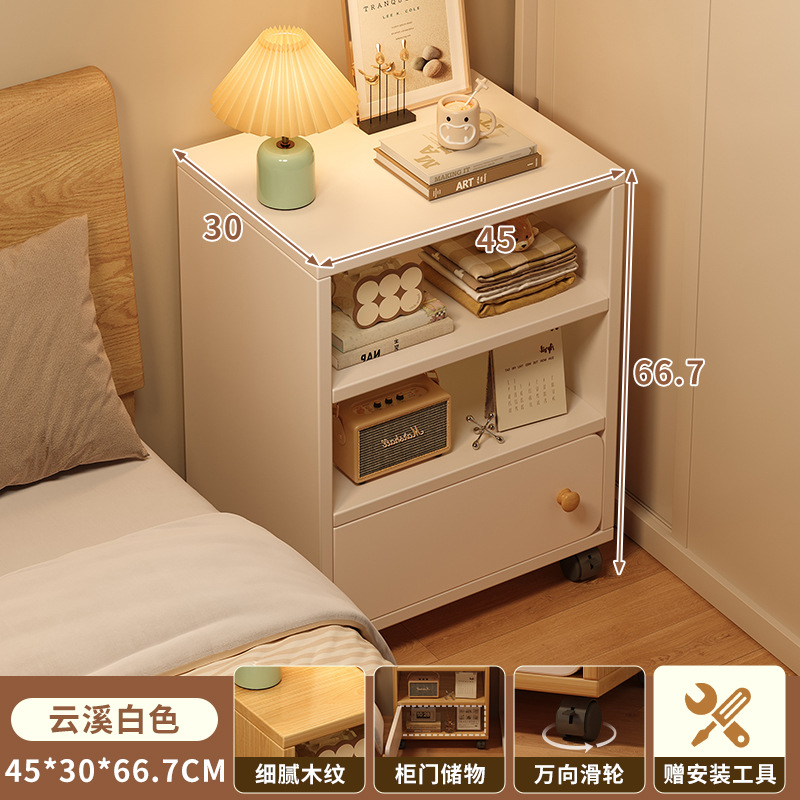 Mesa de cabezal de cama moderna y simple dormitorio contra la pared multicapa móvil de almacenamiento estante de almacenamiento multifuncional alquiler cabina de cama
