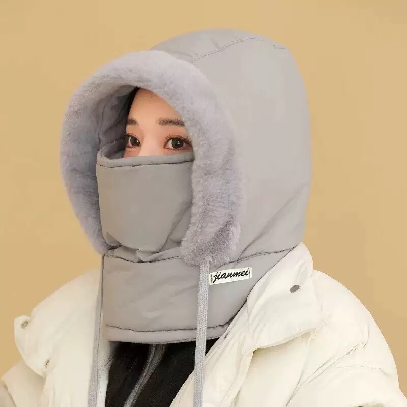 冬季保暖帽女骑车电动车护脸护耳围脖一体加厚雷锋帽户外防寒神器|undefined