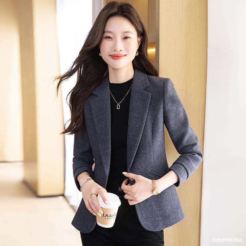 Woolen Suit Jacket for Women Spring & Fall 2025 New Slim Fit Petite Short Thickeneded Casual Suit Top