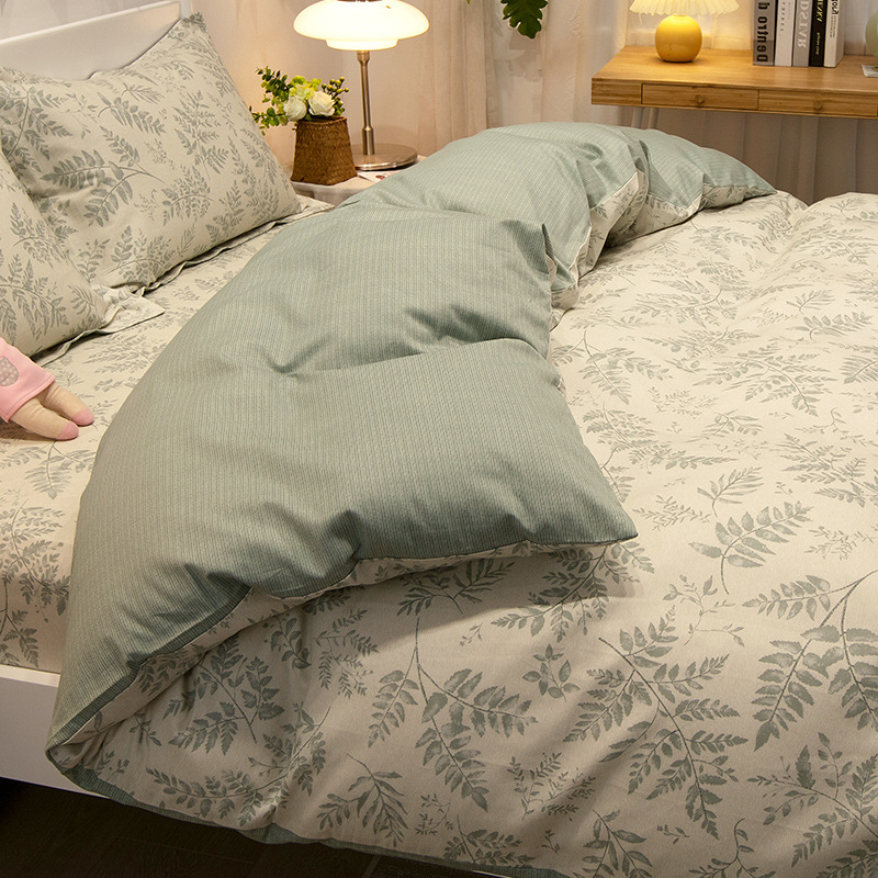 Ropa de cama de algodón de cuatro piezas de algodón 2025 nuevo estilo fresco edredón floral ropa de cama de dormitorio de tres piezas para cuatro estaciones