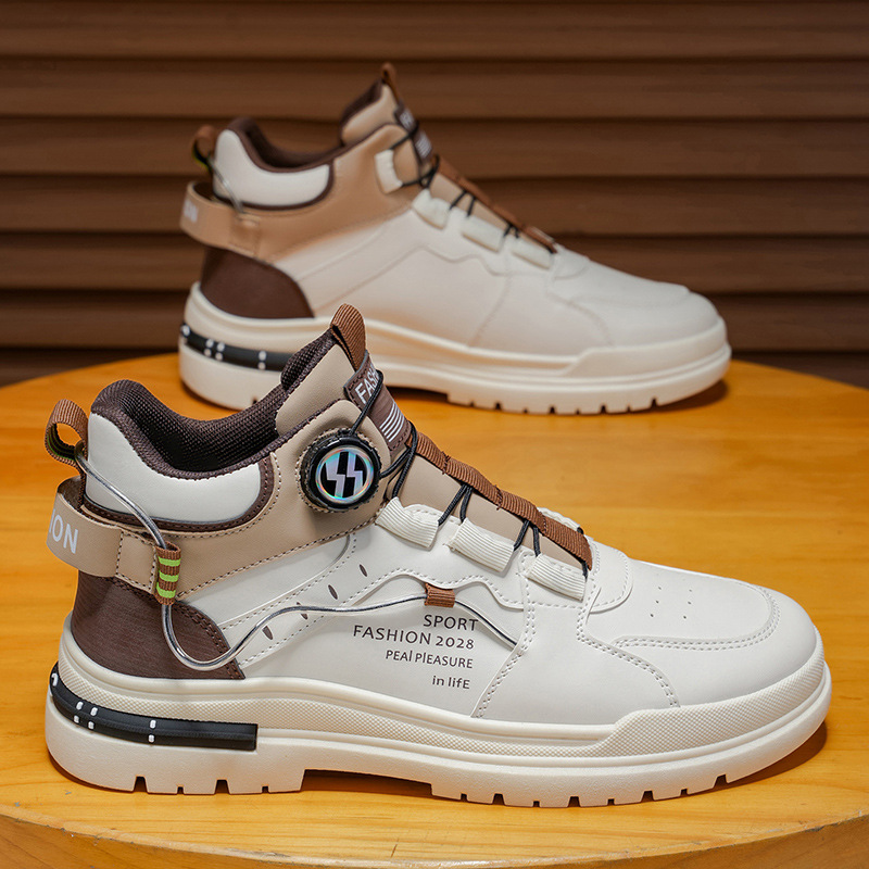 Botas Martin para hombres de invierno estilo británico retro zapatos de cuero casuales para hombres a prueba de agua anti-deslizante aumento de la altura de las botas de herramientas