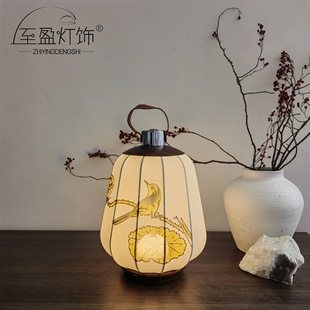 Song Dynasty Aesthetic Satchel Rechargeable Table Lamp New Chinoiserie Retro Bedroom Bedside Study High-End Atmosphere Lamp Satchel Table