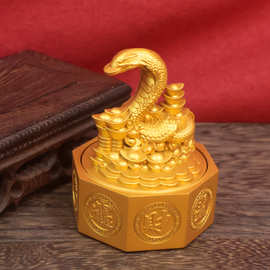 十二生肖聚宝盆转转摆件吉祥物生肖如意福蛇居家装饰礼品招财摆件