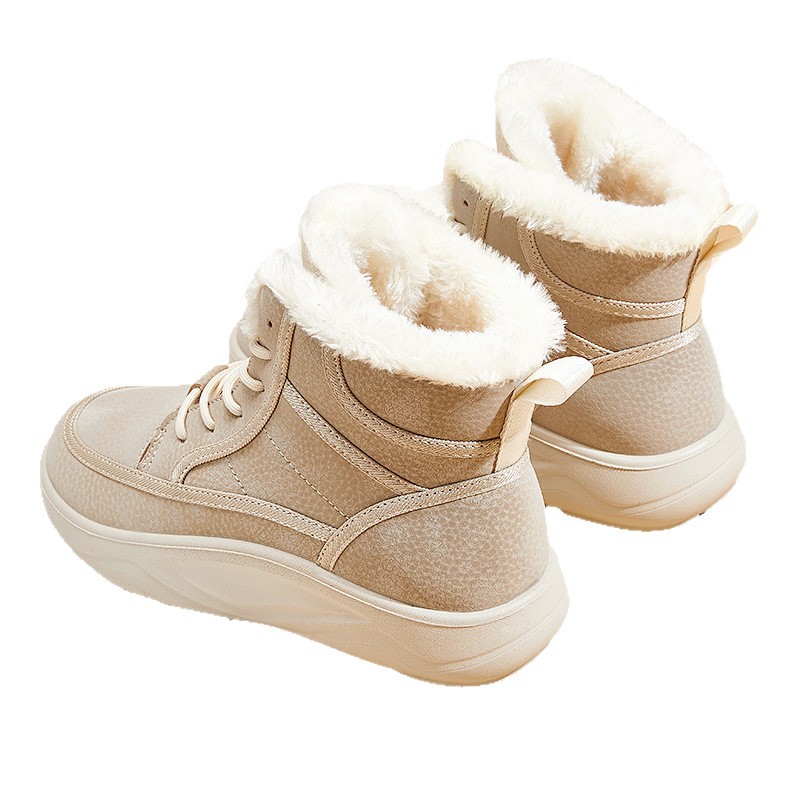 Retirada calentamiento sólido botas de nieve de tela gruesa para mujeres más gruesa y simple invierno nuevo algodón para usar botas cortas versátiles