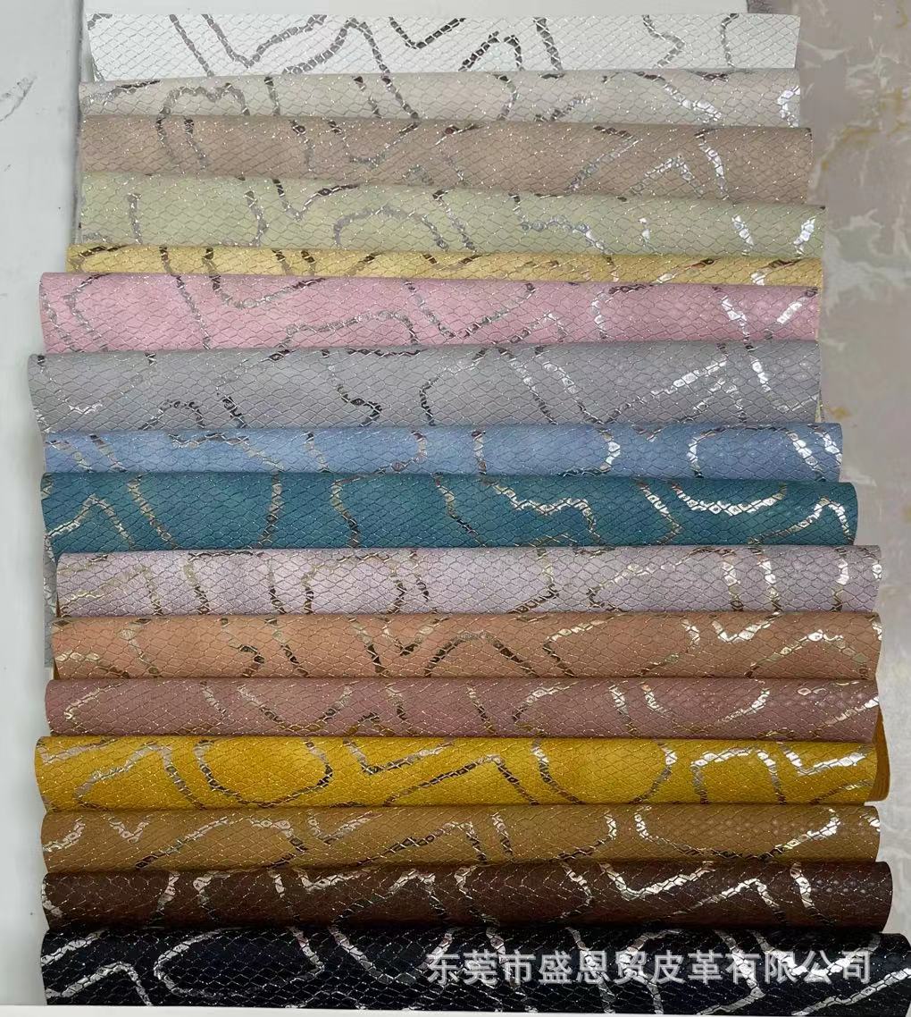 压花时尚科技布仿水洗牛仔纹PU服装箱包女鞋装饰软硬包人造革面料