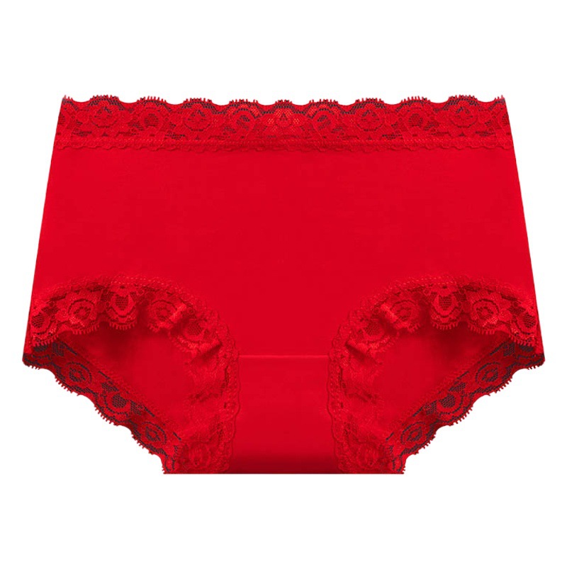 Ropa interior de mujer de color rojo brillante sin costuras año de boda festivo cintura media sexy encaje Lucky calzoncillos Calzoncillos