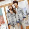 Spring and autumn season Korean Edition Couples dress Chaqueta Self cultivation Light colour Wear white Lovers money hole cowboy suit