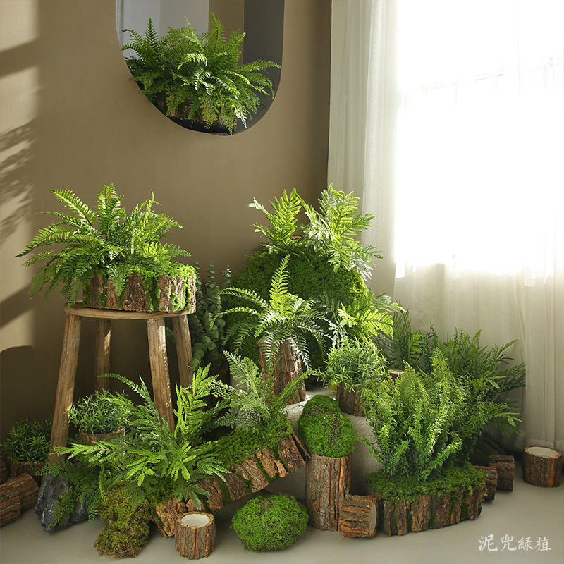 시뮬레이션 녹색 식물 조경 조합 실내 조경 입구 코너 파티션 장식 계단 풍경 소품